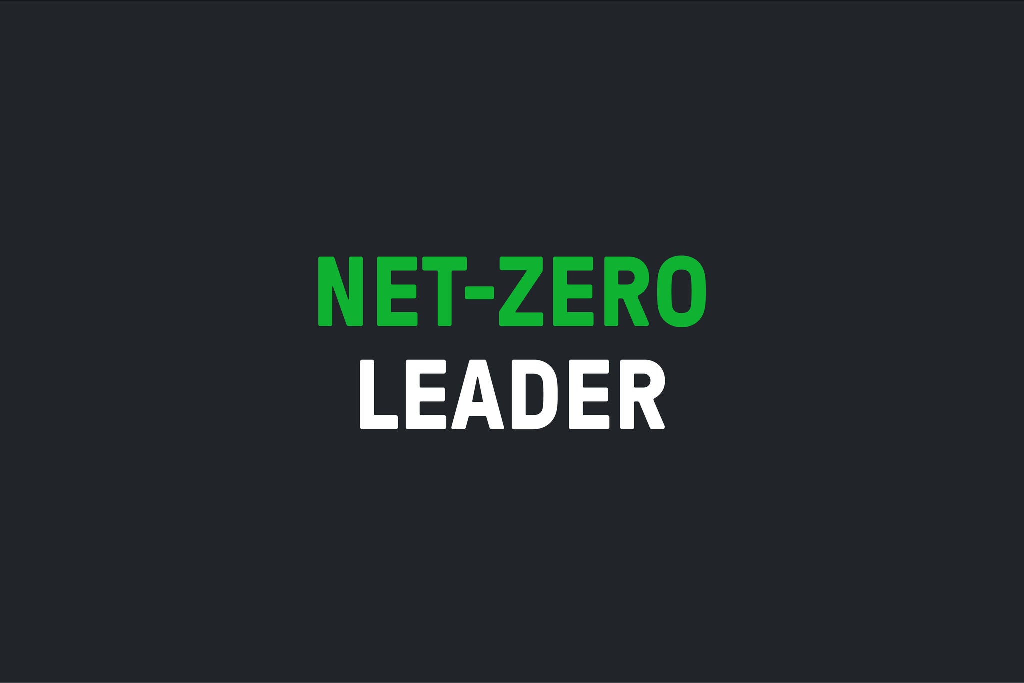 Net zero in green and leader in white on a black square showing the net zero leader recognition representing sustainable rail transport work 