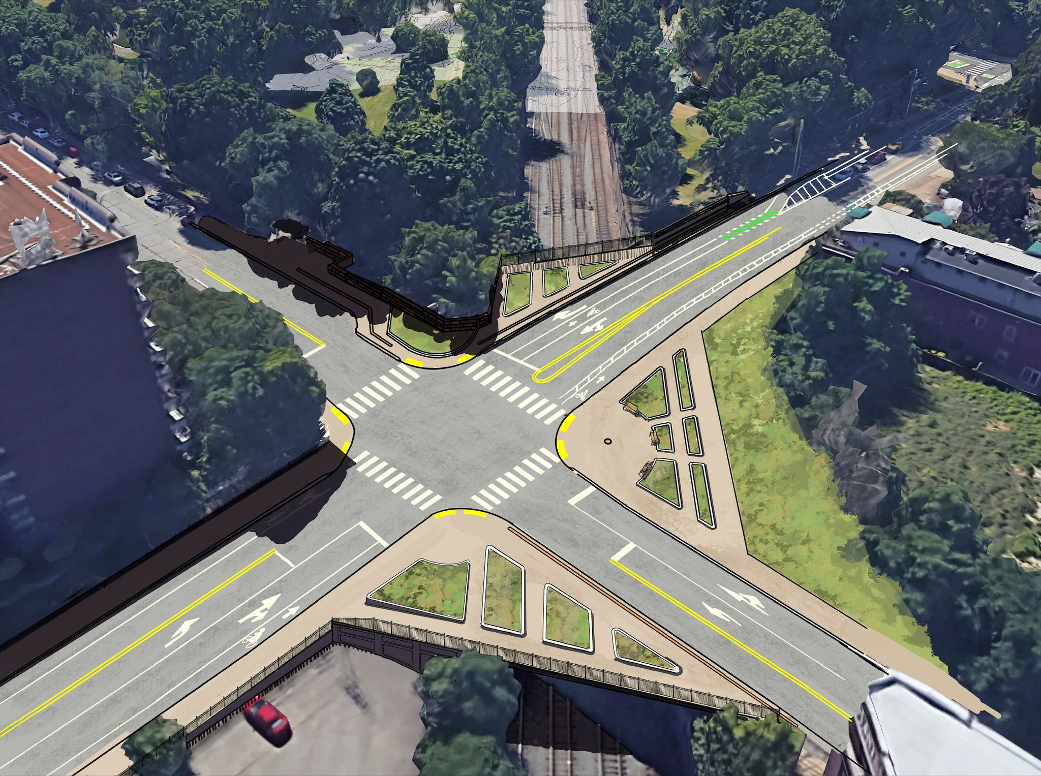 W. North Ave Bridge Bird's Eye View rendering