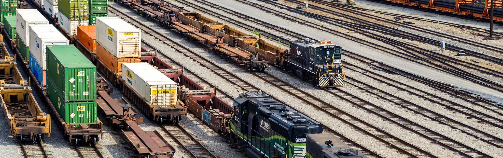 Aerial photo of intermodal transportation port highlighting Norfolk Southern’s supplier diversity