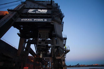 One of Pier 6's shiploaders, rising 182 feet above water.  (PRNewsFoto/Norfolk Southern Corporation)
