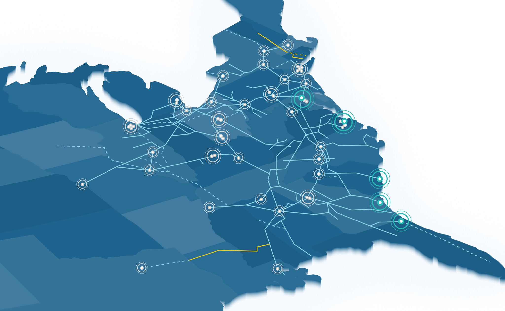 Norfolk Southern intermodal transportation railroad network map.