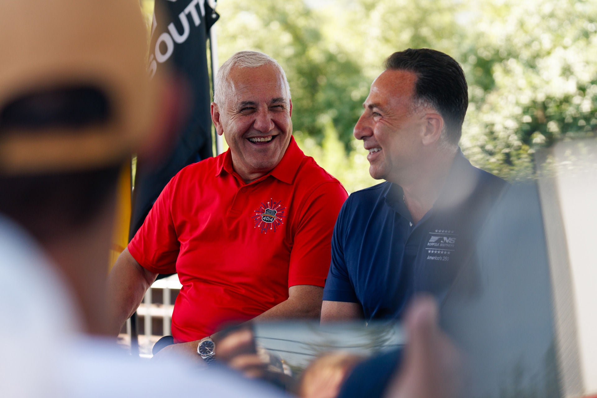 Norfolk Southern President and CEO Mark George and Union Pacific CEO Jim Vena at July 4th, 2026 event in Philadelphia