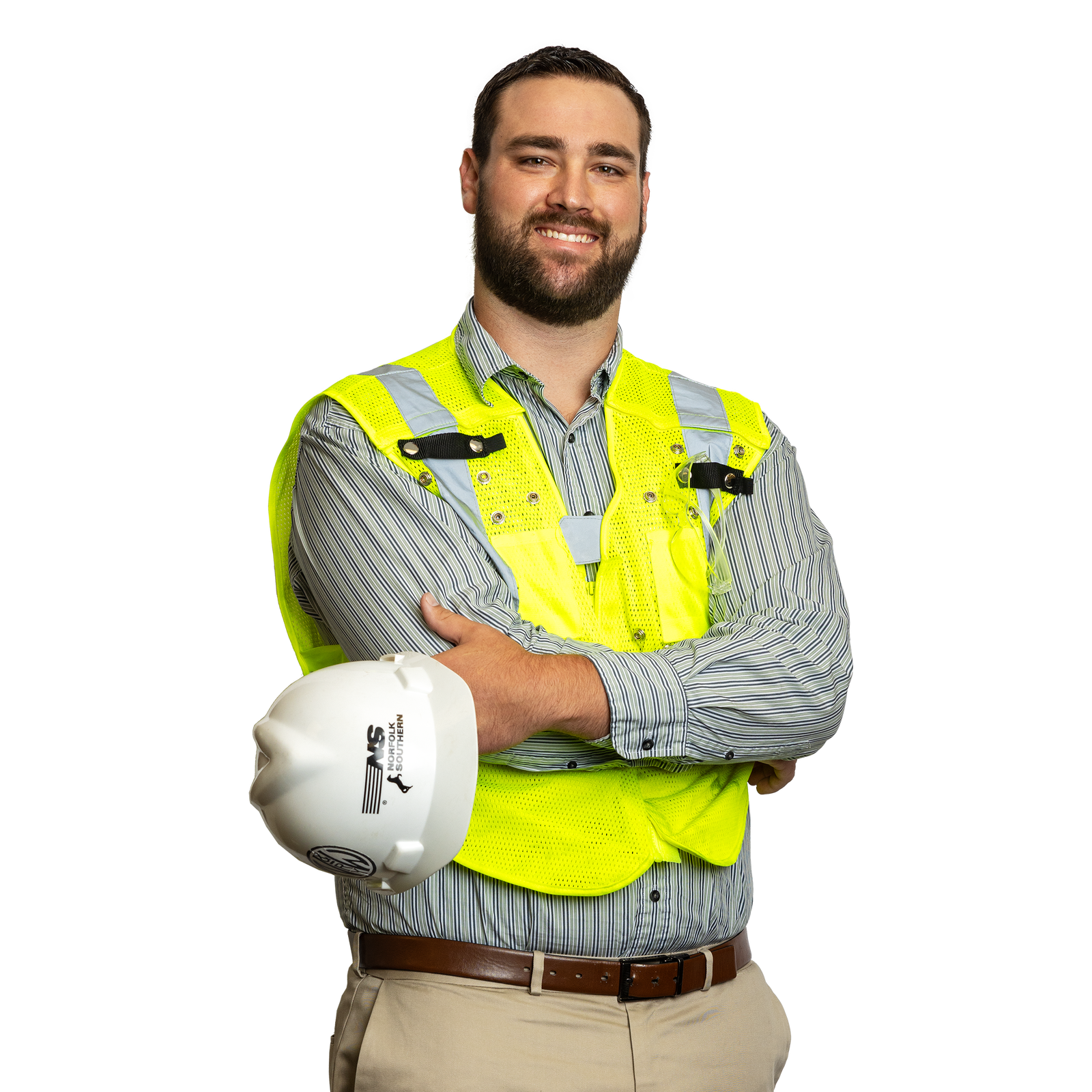 Image of Norfolk Southern a rail transportation company Intermodal manager standing in a safety vest