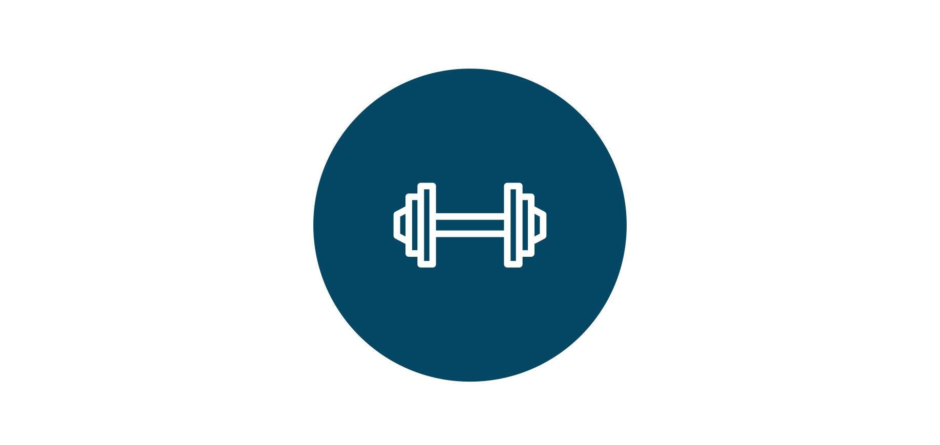 white weight icon in blue circle representing wellness for railway jobs