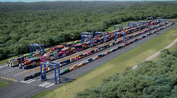 A rendering, provided by the Georgia Ports Authority, of the Blue Ridge Connector terminal to be served by Norfolk Southern rail.