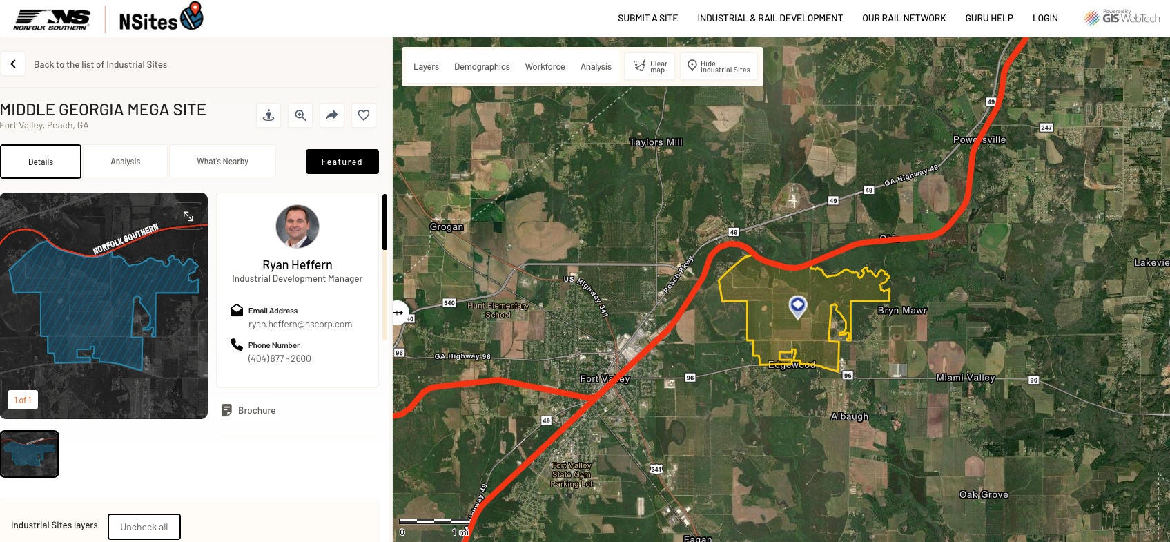 Location of Middle Georgia Mega Site