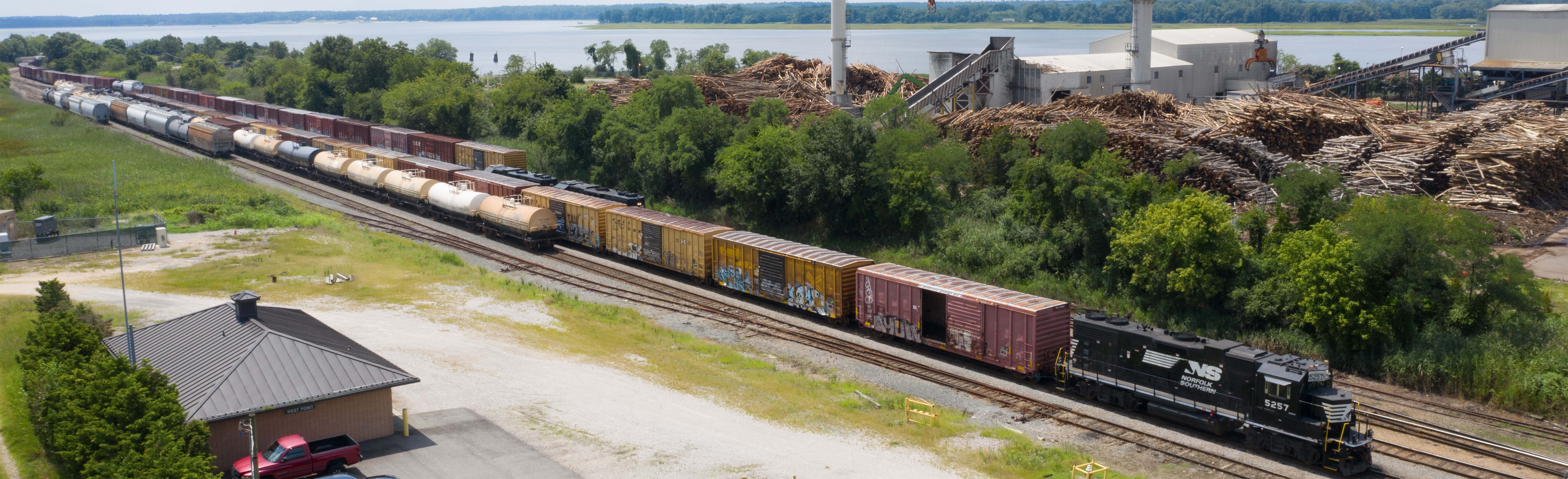 Pocahontas Division local train V26 working the NS yard by the WestRock paper mill in at West Point, VA