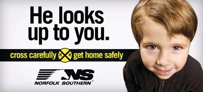 Billboards remind Indiana residents to cross railroad tracks carefully and return home safely. (PRNewsFoto/Norfolk Southern Corporation)