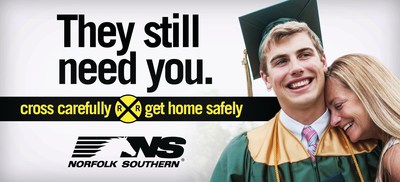 Billboards, with messages such as "They still need you," remind Indiana residents to cross railroad tracks carefully. (PRNewsFoto/Norfolk Southern Corporation)