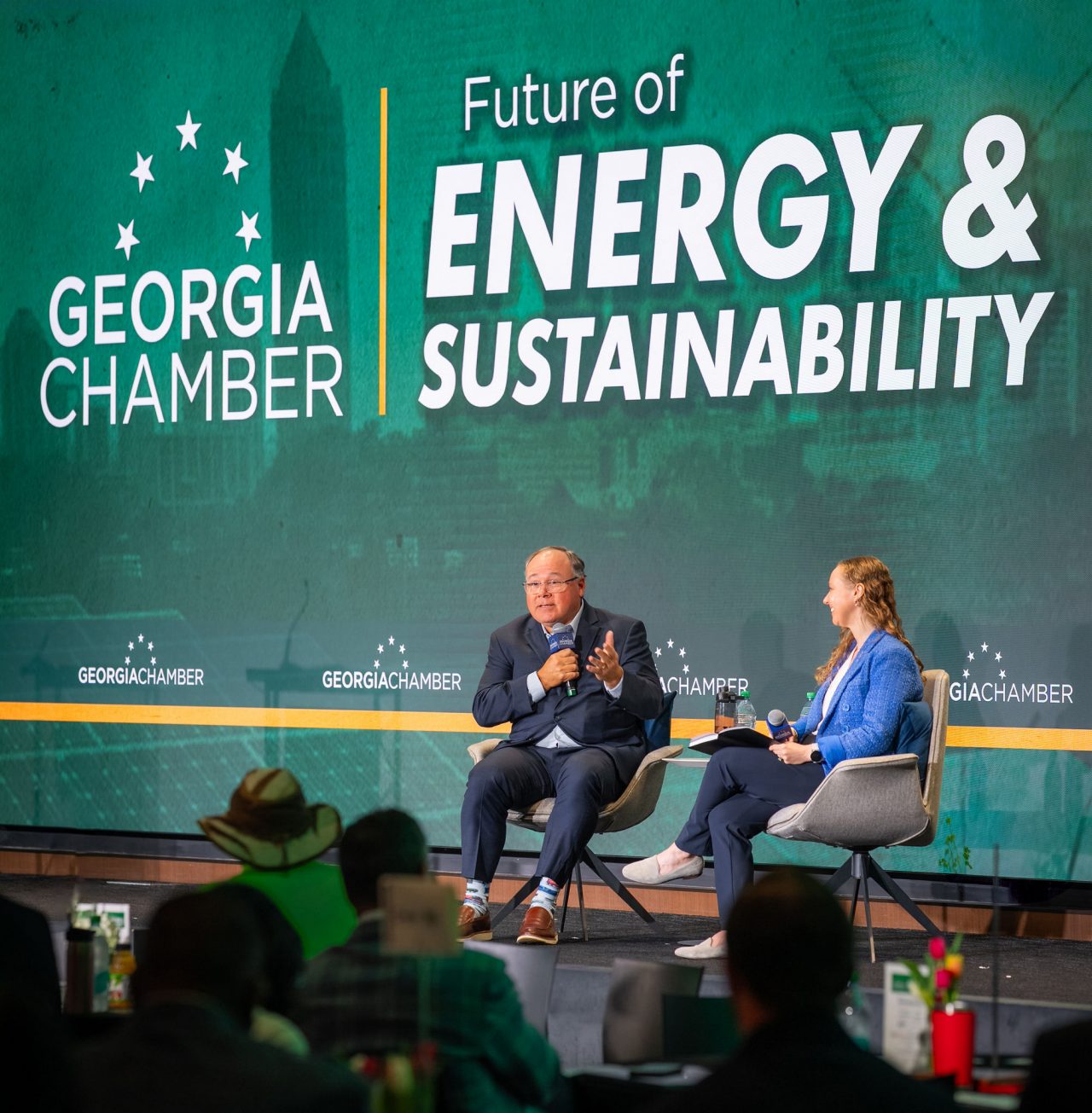 Josh Raglin and Jennifer Singh speaking about green investment