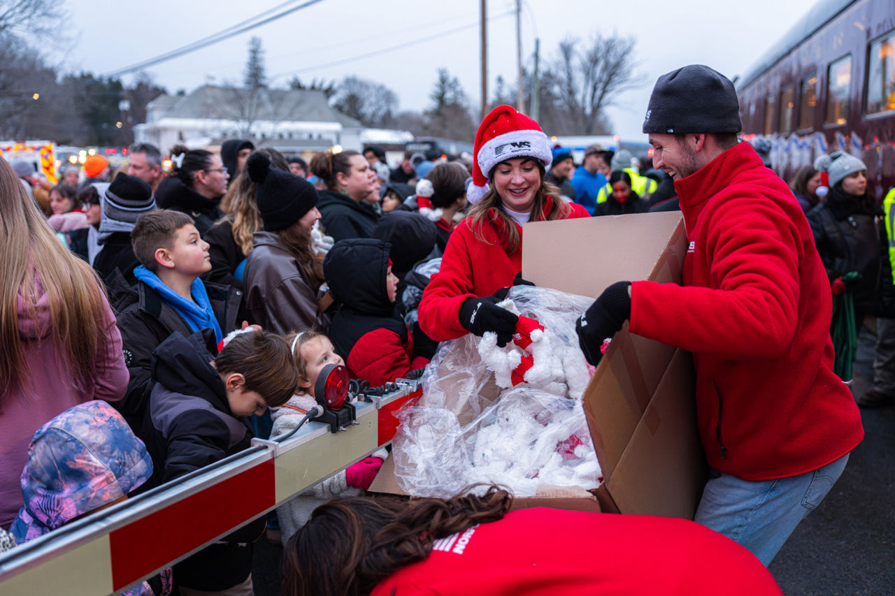 Volunteers at Toys for Tots Holiday Train event