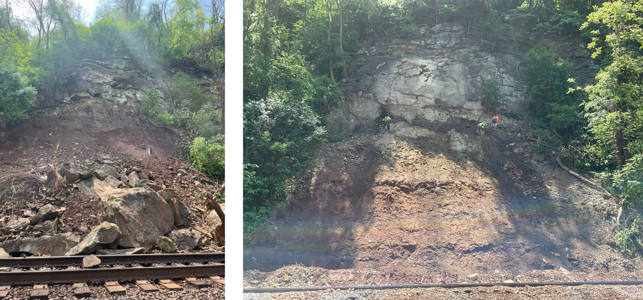 repair work underway after landslide